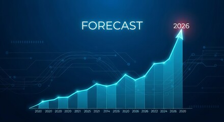 Futuristic financial forecast graph showing upward trend and growth