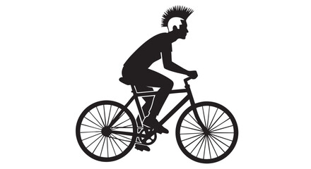 Obraz premium ## **6. Man with mohawk riding bicycle black silhouette vector** 