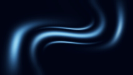 Abstract flowing icy blue light waves on dark background