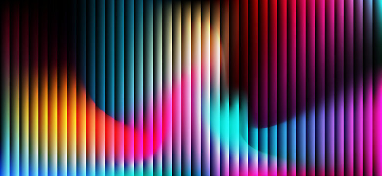 A radiant blend of colorful vertical lines converges into a bright luminous center, forming a dynamic spectrum design suitable for tech themes and creative visuals.