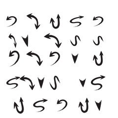 Assortment of black hand drawn arrow shapes Keywords: arrow, hand drawn, brush stroke, ink