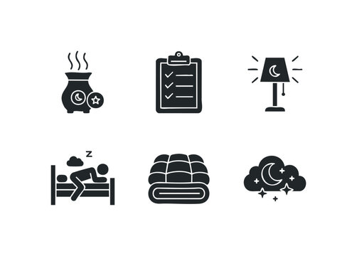Collection of sleep and relaxation icons - Powered by Adobe