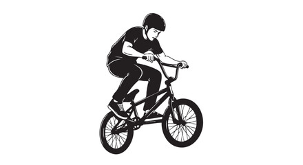 Fototapeta premium ## **12. Teenager riding BMX bike black silhouette vector** 
