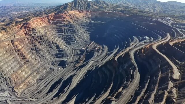 The copper mine is a large hole (open pit) visible from the air.
