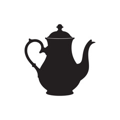 Antique teapot silhouette vector flat illustration design on white background