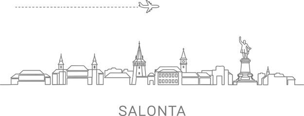 Obraz premium Salonta Cityline Airplane Travel Illustration