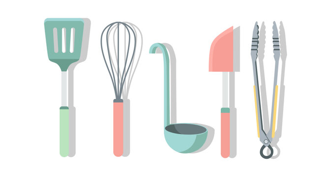 Essential Kitchen Utensils Collection Spatula, Whisk, Ladle & Tongs Set