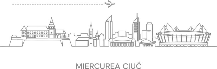 Obraz premium Miercurea Ciuc Skyline with Airplane