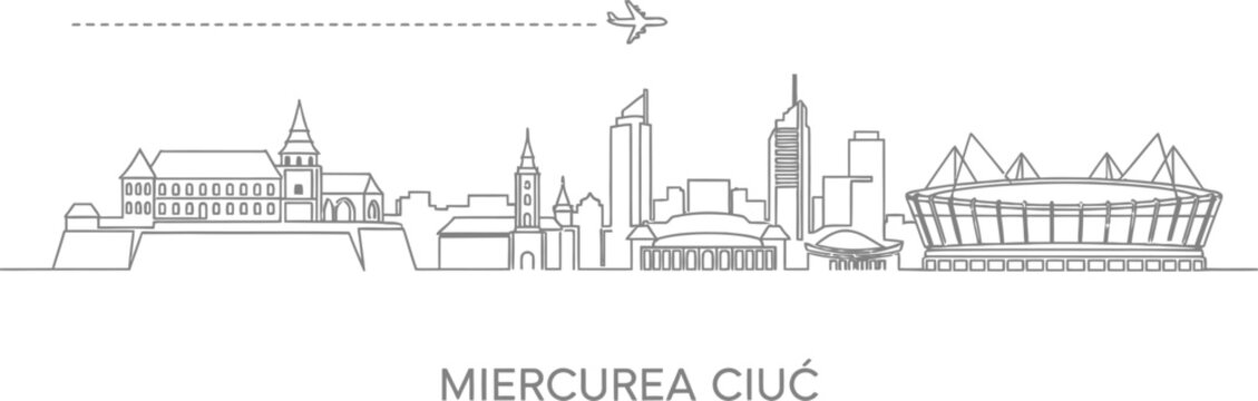 Miercurea Ciuc Skyline with Airplane