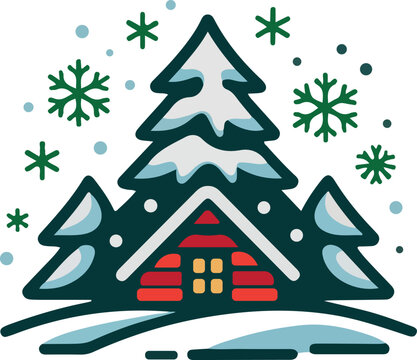 Christmas winter scene logo vector white background .
