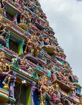 View of the Mariamman temple tower of Samayapuram in Tiruchirappalli district, Tamil Nadu