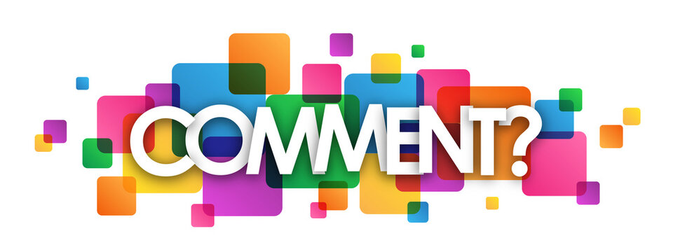 COMMENT? (HOW? in French) white typography with colorful squares on transparent background - Powered by Adobe