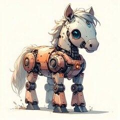 馬型ロボットの素材イラスト
