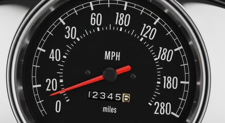 Speedometer dial showing 20 MPH and 123456 miles