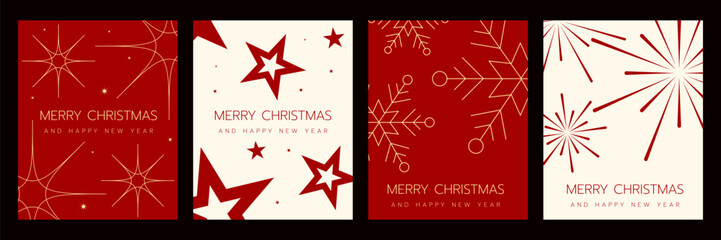 Obraz premium Merry Christmas and happy New Year cards collection and background, greeting card vector illustration 