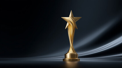 Golden Star Trophy on Dark Luxurious Background