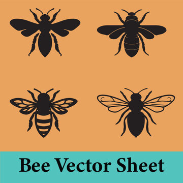 Bee Silhouette and Line Art Collection