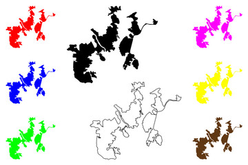 Kristiansand city (Kingdom of Norway) map vector illustration, scribble sketch Kristiansand map