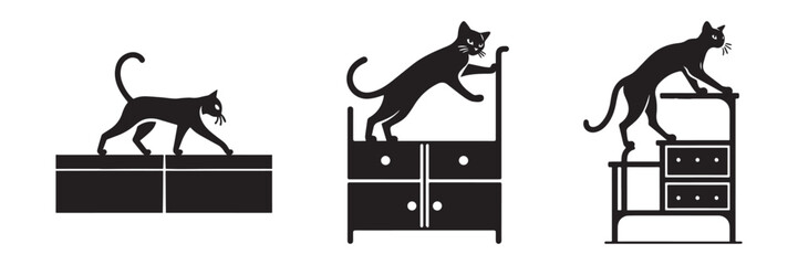 Cats on Furniture: A Playful Silhouette Scene.