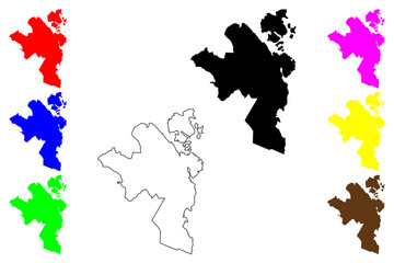 Stavanger city (Kingdom of Norway) map vector illustration, scribble sketch Stavanger map