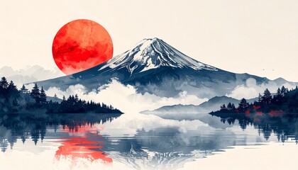 和風な富士山のイラスト素材