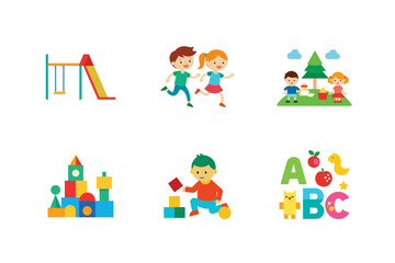 Colorful Kids Activities and Playground for web and graphic design