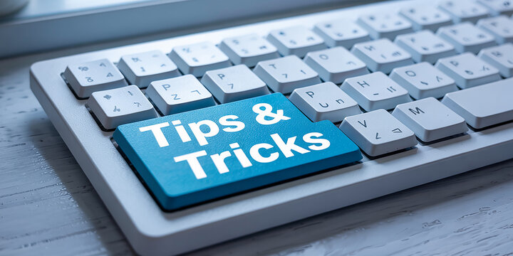 Blue keyboard key with the words Tips & Tricks advice