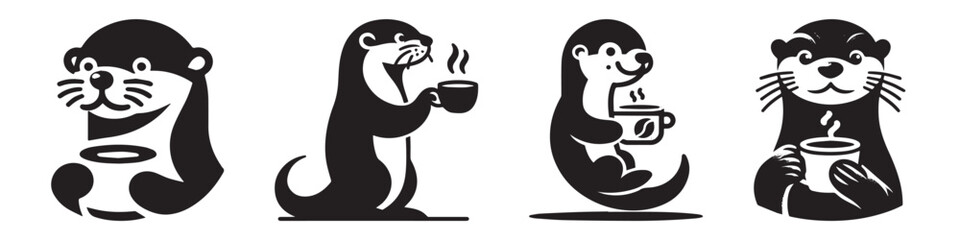 Otter Coffee Collection: Adorable Illustrations for Beverage Lovers.