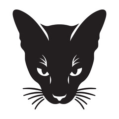 Oriental Cat Silhouette: Elegant Black Feline Portrait.