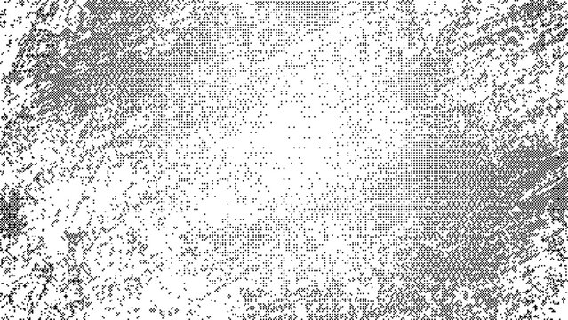 Pixelated bitmap gradient with classic game style dither pattern and abstract halftone texture for retro digital art