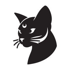 Mysterious Black Cat Silhouette: Elegant Profile and Focused Gaze.