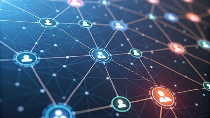 A visual representation of a digital network, showcasing interconnected nodes and profiles, illustrating relationships and communication in a technological context.