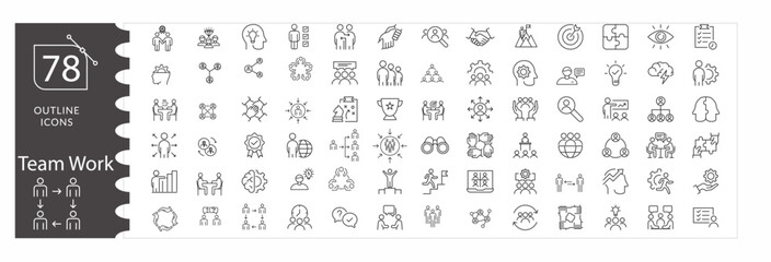 Teamwork Icon Set , Business Collaboration, Group Management Vectors, Corporate Team, Communication Icons, Leadership, Meeting Office Symbols, Business Teamwork Illustration Pack Cooperation, 