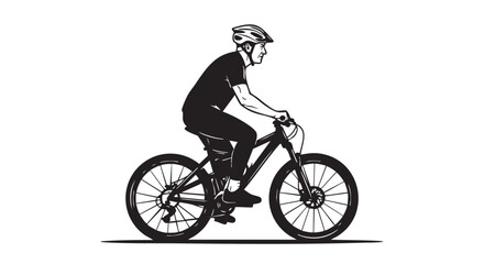 Naklejka premium ## **20. Middle aged man riding mountain bike black silhouette vector** 