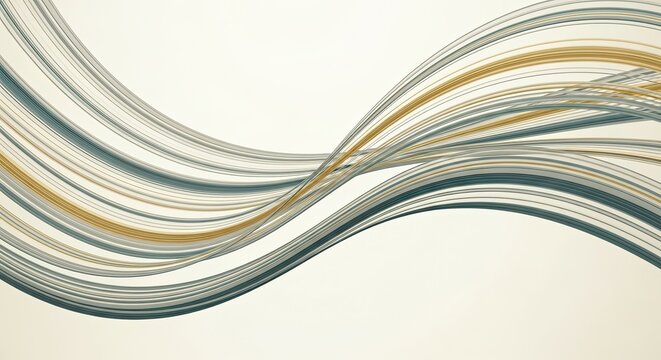 Elegant flowing lines in gold and teal create a dynamic and modern abstract background, perfect for adding a touch of sophistication to any design project