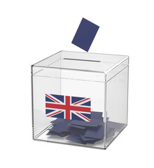 Ballot box with the flag of the United Kingdom