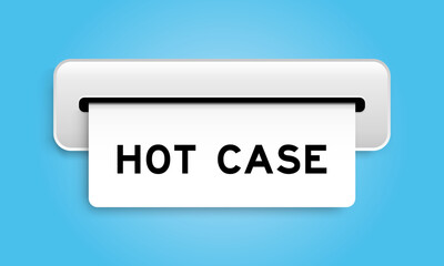 White coupon banner with word hot case from machine on blue color background
