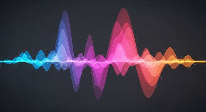 Modern sound wave visualization with vibrant colors for audio engineering projects or graphic design concepts showing dynamic energy and technology innovation
