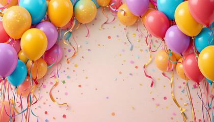 Celebration Balloons and Confetti Background