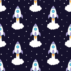 seamless space pattern with rockets