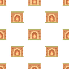seamless pattern with cartoon fireplace