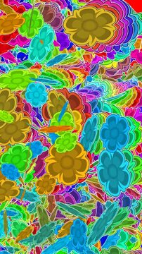 Seamless colorful flowers background vertical video