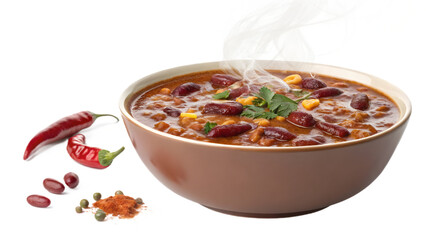 Chili Con Carne Bowl with Floating Chili Beans &ndash; PNG Transparent Background