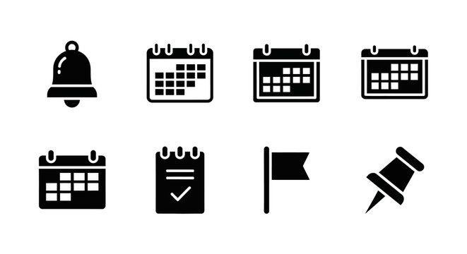 Minimalist calendar and reminder icons for modern user interface design