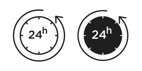24 Hrs icon for web, app, infographic.