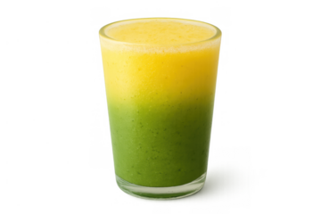 Layered refreshing green and yellow smoothie drink offering healthy nutrition and detox on transparent background