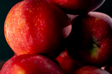 Close-up of fresh red apples with selective focus.