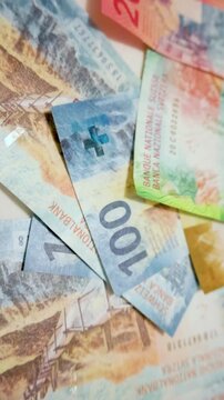 vibrant arrangement of swiss franc banknotes 