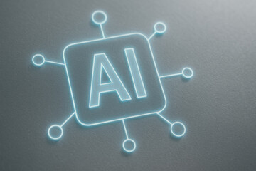 AI automation + workflow optimization + business intelligence glowing chip icon representing intelligent process design and data driven decisions