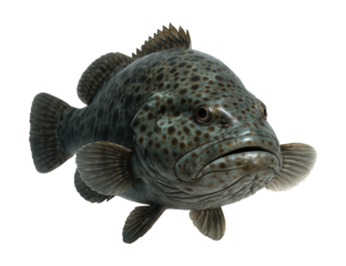 Large, spotted fish with a wide, flat head and a robust body.